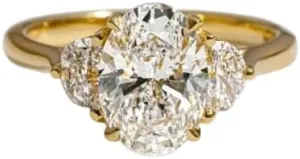Three Stone Ring 3 CT Oval Cut Diamond Engagement Ring 14K Gold Plated Wedding Ring Gifted Ring For Her Half Moon Diamond Ring,size 3-12.