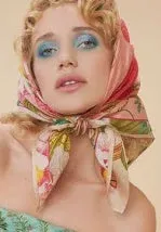 Tropical  Floral & Fauna Petal Silk Square Scarf