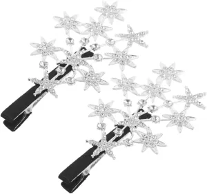 VALICLUD 2pcs Decorative Star Barrette Hairpins for Women Elegant Rhinestone Hair Clips Fancy Hair Accessories for Versatile Styling for Updos and Bangs