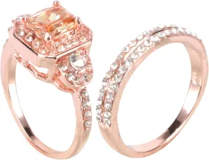 VANZACK 1Pc Chic Rose Gold Couple Ring Elegant Alloy Fashion Jewelry Band for Weddings Engagements Present for Lovers Friends Skin Design