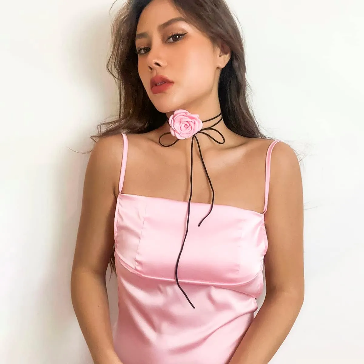 Velvet Big Flower Necklace Floral Choker Rose Flower Choker Necklace For Women