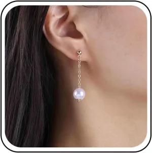 Vintage Pearl Drop Earrings Gold Pearl Dangle Earrings Wedding Pearl Earrings Minimalist Pearl Tassel Earrings Jewelry for Women