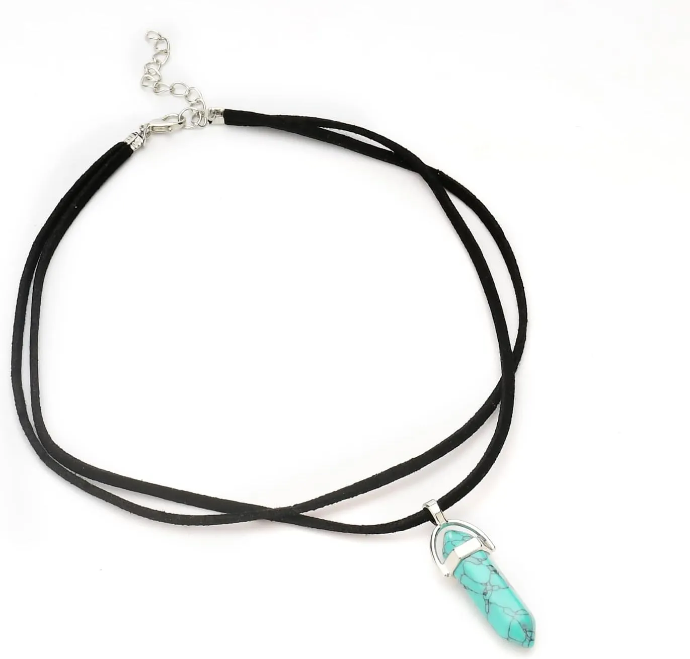Vonluxy Black Suede Choker Necklace for Women,Boho Jewelry Layered Long Necklaces for Best Friend,Hexagonal Turquoise