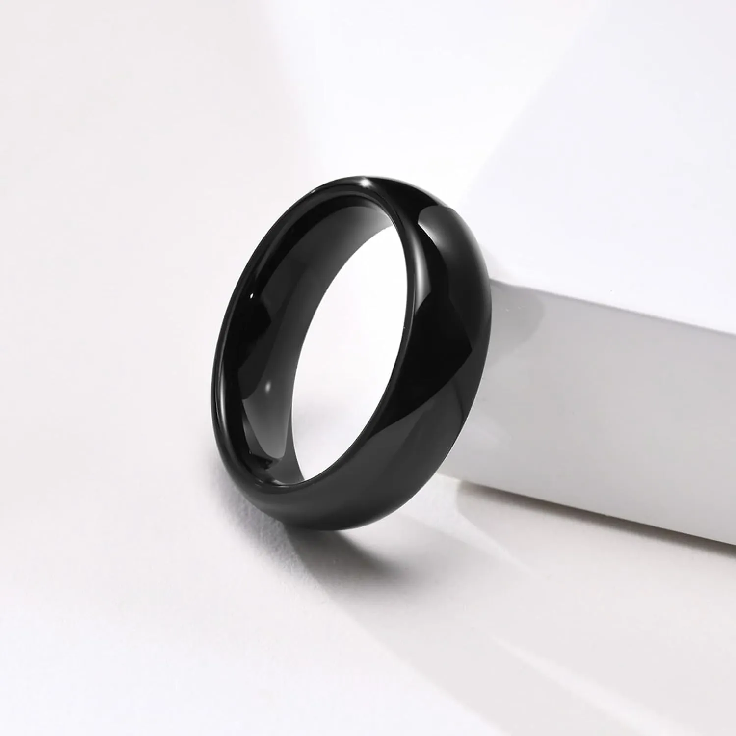 Wedding Rings Sets for Men and Women, Engagement Rings for Couples Set Tungsten Comfort Fit Polished Black Ring 6mm