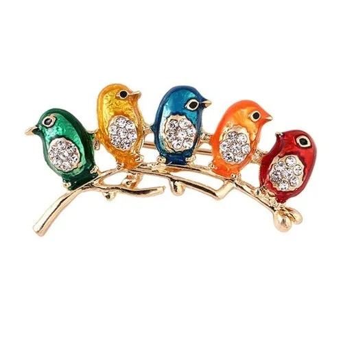 White Floral Leaf Brooch Trendy Alloy Enamel Lily Valley Gold Color