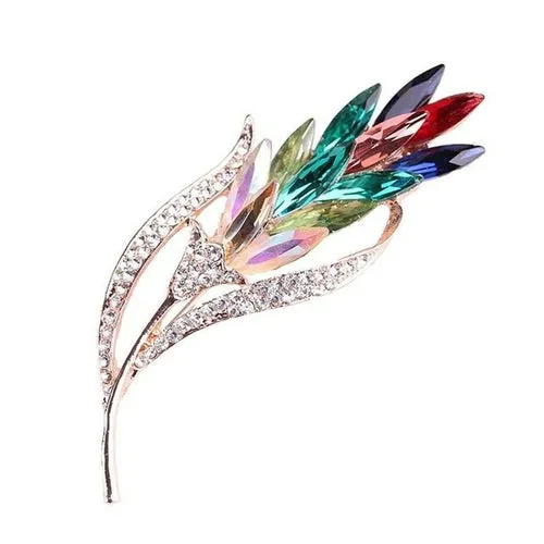 White Floral Leaf Brooch Trendy Alloy Enamel Lily Valley Gold Color