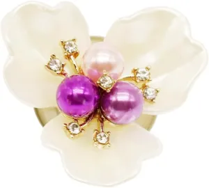 White Resin Camellia Flower Crystal Brooches Pins Fashion Beautiful Created Pearl Floral Brooch Good Idea for Party Dance Wedding Banquet for Elegant Women Girl (Color Pearl)