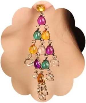 Women Colored Resin Tassel Dangle Earrings Long Beaded Tassel Earrings Vintage Drop Resin Dangle Earrings for Wedding Chandelier Tassel Lightweight Earrings for Women
