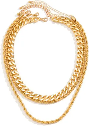 Women Multilayer Gold Dainty Beads Layered Choker Necklaces Handmade Beads Fashion Chunky Pendant Multilayer Adjustable Layering Chain Gold Plated Necklaces Set for Women 3Pcs