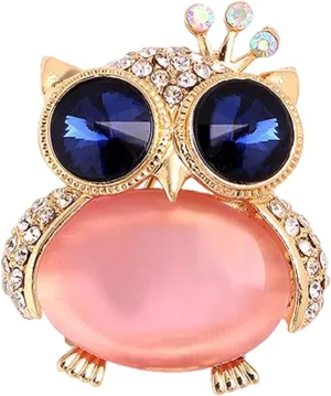 Women's Pink Crystal Owl Brooch Pin Elegant Rhinestone Animal Statement Brooch Pins Fashion Jewelry Accessories for Women Girl Gift
