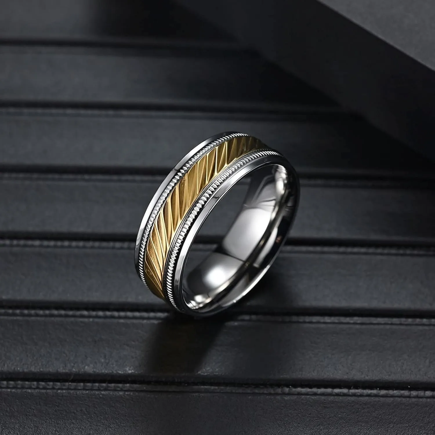 Womens Promise Rings, Women Stainless Steel Rings Silver Gold Ring 7.5mm Men's and Women's Fashion Rings