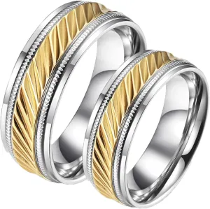Womens Promise Rings, Women Stainless Steel Rings Silver Gold Ring 7.5mm Men's and Women's Fashion Rings