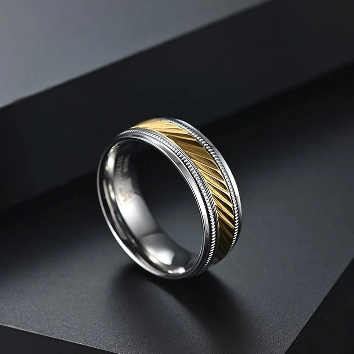 Womens Promise Rings, Women Stainless Steel Rings Silver Gold Ring 7.5mm Men's and Women's Fashion Rings