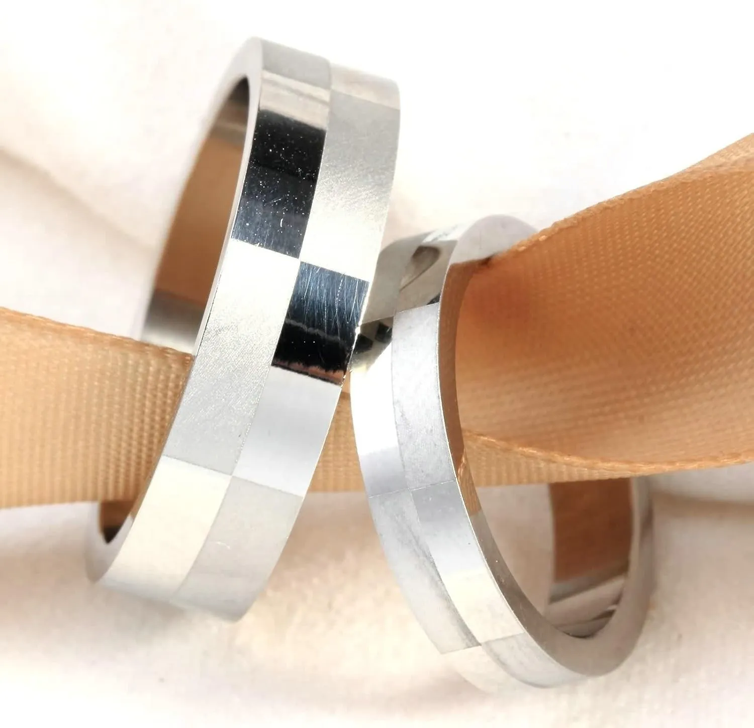 Womens Silver Rings, Stainless Steel Rings for Women Matte and Polished Ring Silver Engagement Couple Rings