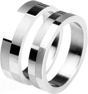 Womens Silver Rings, Stainless Steel Rings for Women Matte and Polished Ring Silver Engagement Couple Rings