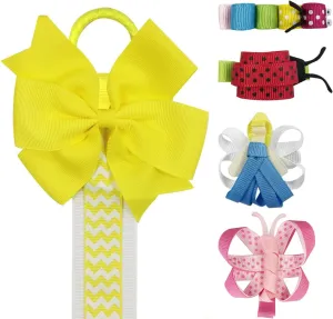 Wrapables Ribbon Sculpture Hair Clips with Chevron Hair Clip Holder, Yellow