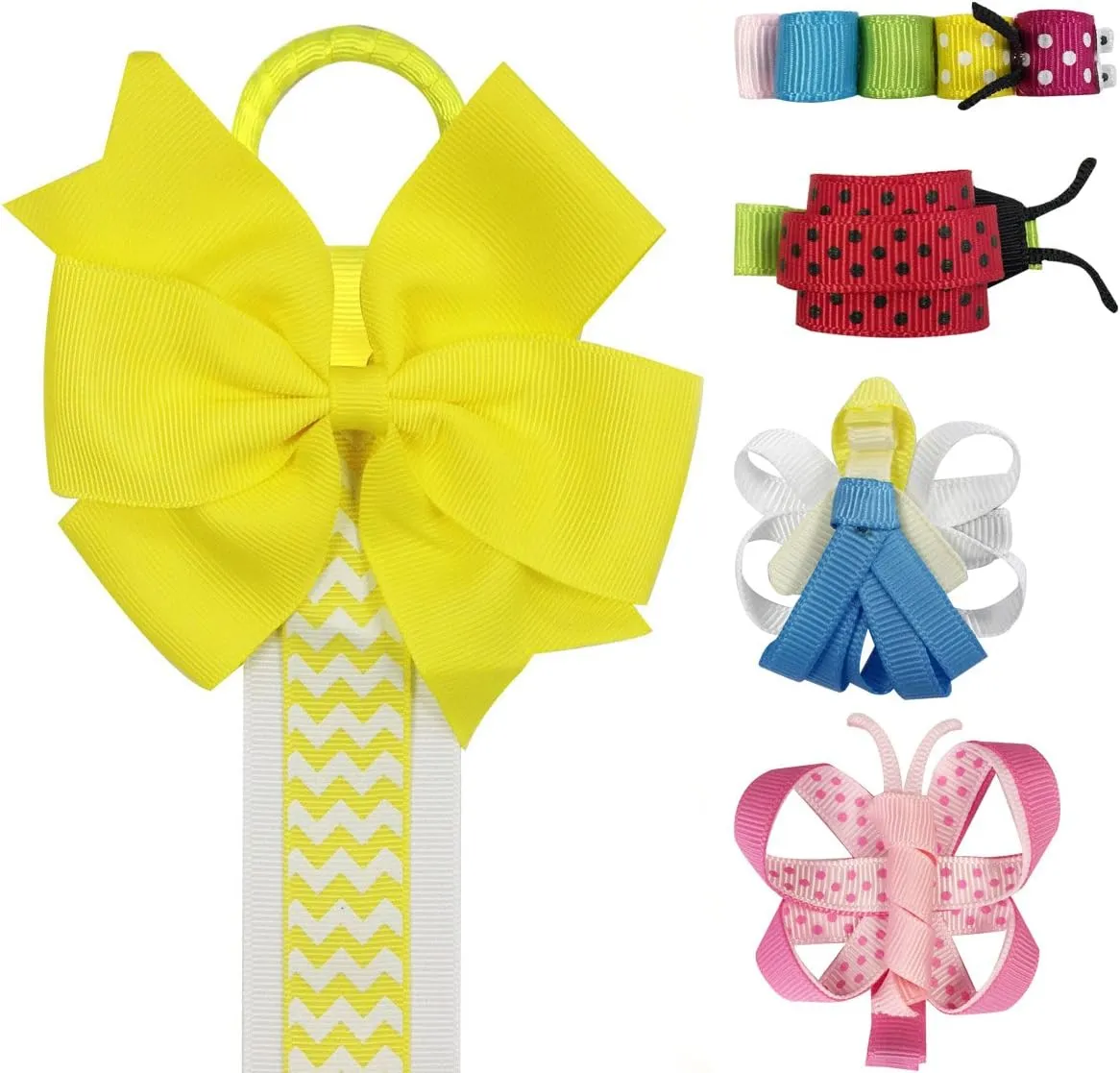 Wrapables Ribbon Sculpture Hair Clips with Chevron Hair Clip Holder, Yellow