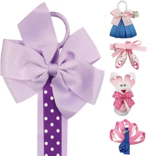 Wrapables Ribbon Sculpture Hair Clips with Polka Dots Hair Clip Holder, Purple