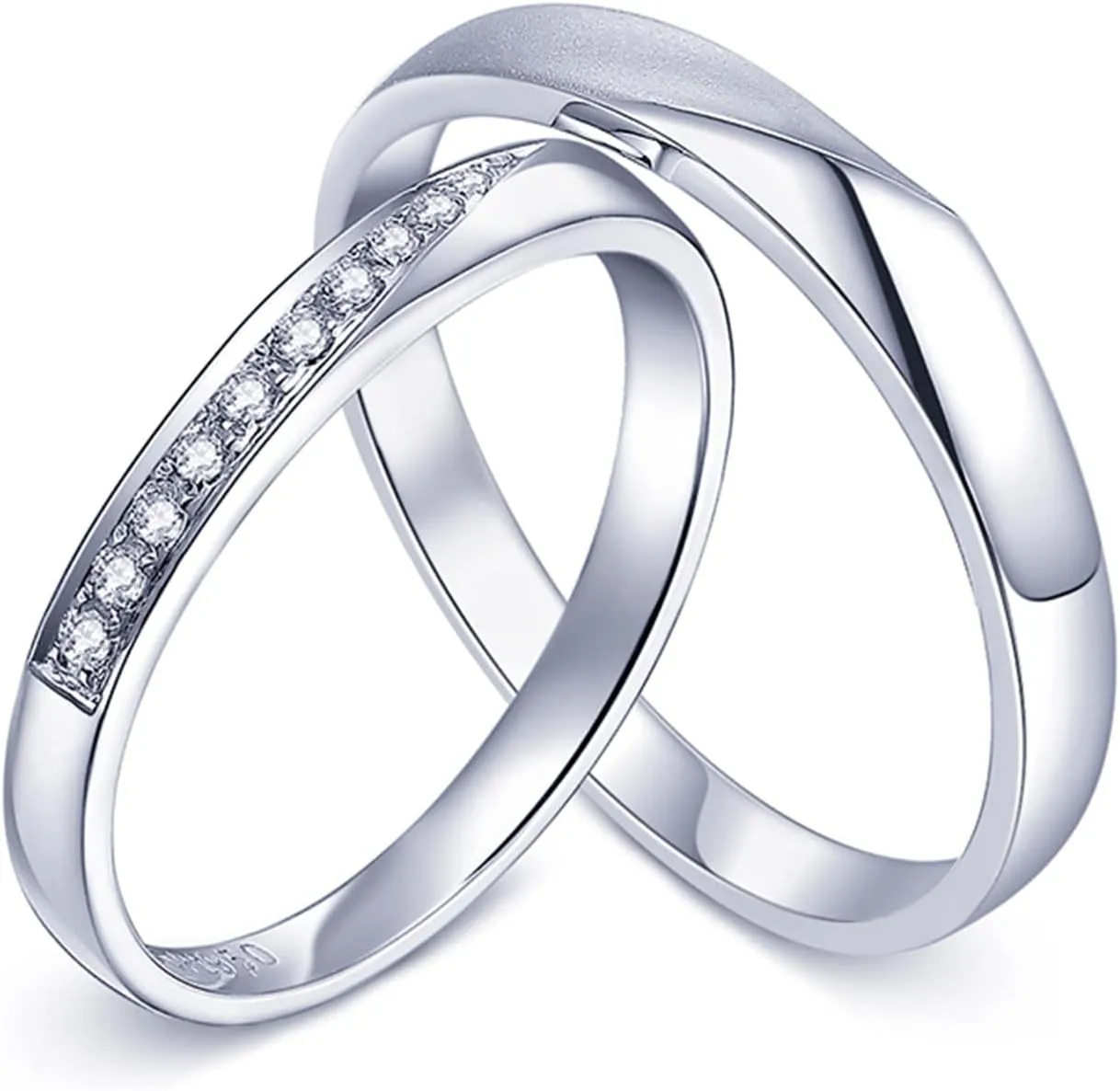 WSX Diamond Matching Couples Rings for for Him and Her Sterling Silver/10K/14K/18K Wedding Promise Rings, Free Engrave