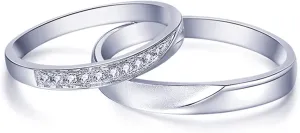 WSX Diamond Matching Couples Rings for for Him and Her Sterling Silver/10K/14K/18K Wedding Promise Rings, Free Engrave