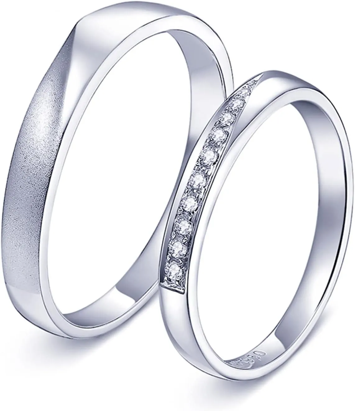 WSX Diamond Matching Couples Rings for for Him and Her Sterling Silver/10K/14K/18K Wedding Promise Rings, Free Engrave
