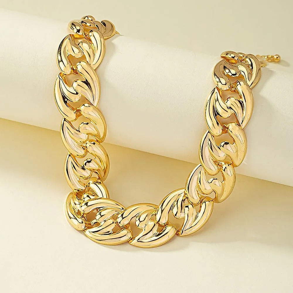 YOOESTORES82 Chunky Gold Cuban Chain Choker Necklaces,Trendy Punk Hip Hop Style Link Chain Necklaces,Dainty Exaggerated Accessories Jewelry Gifts for Women