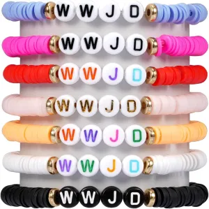 Yowivon Colorful Friendship Bracelets Set Preppy Flower Heart Star Evil Eye Beaded Pearl Clay Bead Bracelets