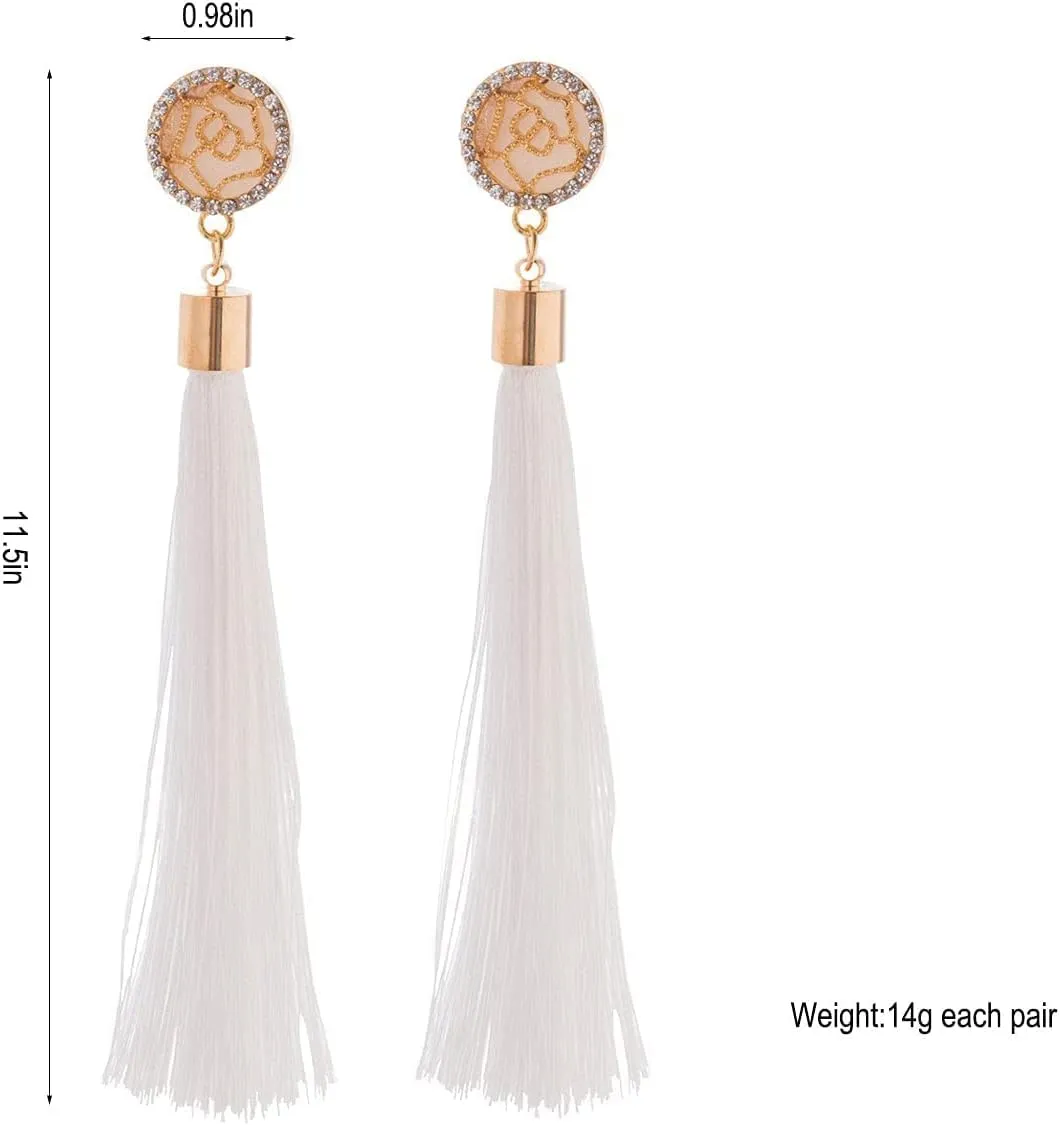 Zealmer Colorful Tassel Earrings For Women Bohemian Long Dangle Drop Statement Earrings Fashion Jewelry For Birthday Christmas Valentines Day Gift
