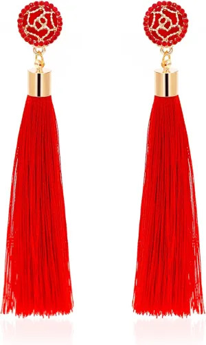 Zealmer Colorful Tassel Earrings For Women Bohemian Long Dangle Drop Statement Earrings Fashion Jewelry For Birthday Christmas Valentines Day Gift