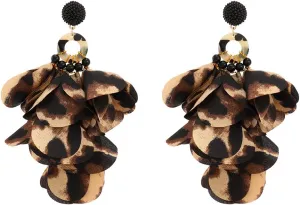 Ztech Handmade Boho Summer Fabric Flower Tassel Earrings for Women Perfect for Tropical Beach Vacation Party Statement Fashion Jewelry