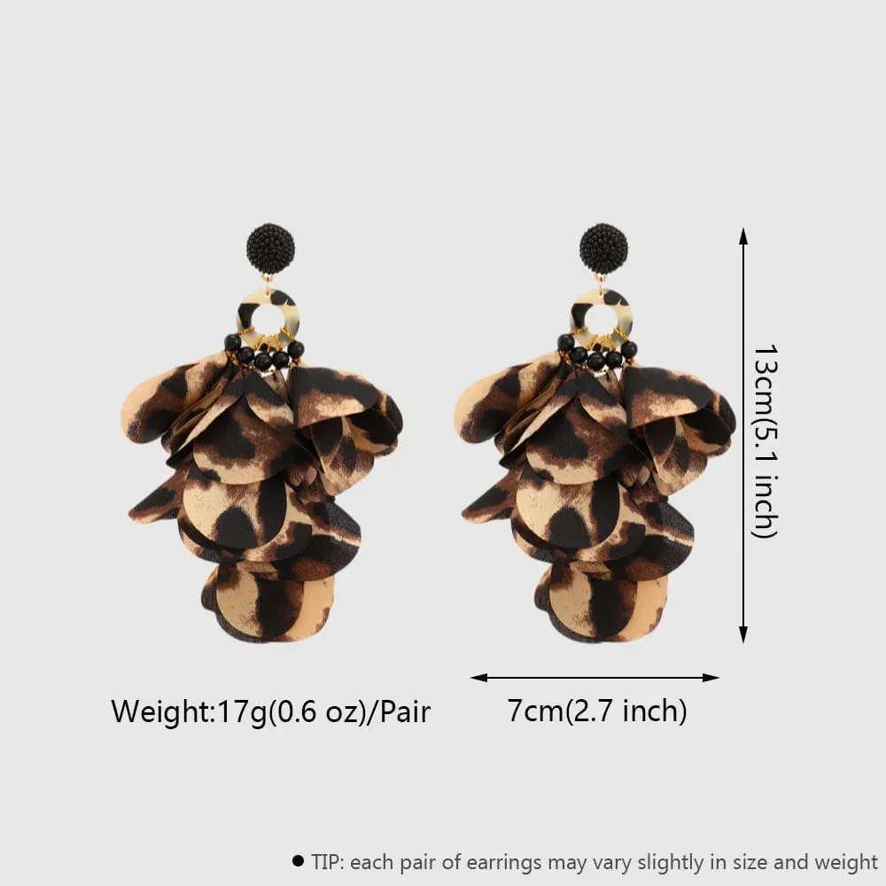 Ztech Handmade Boho Summer Fabric Flower Tassel Earrings for Women Perfect for Tropical Beach Vacation Party Statement Fashion Jewelry