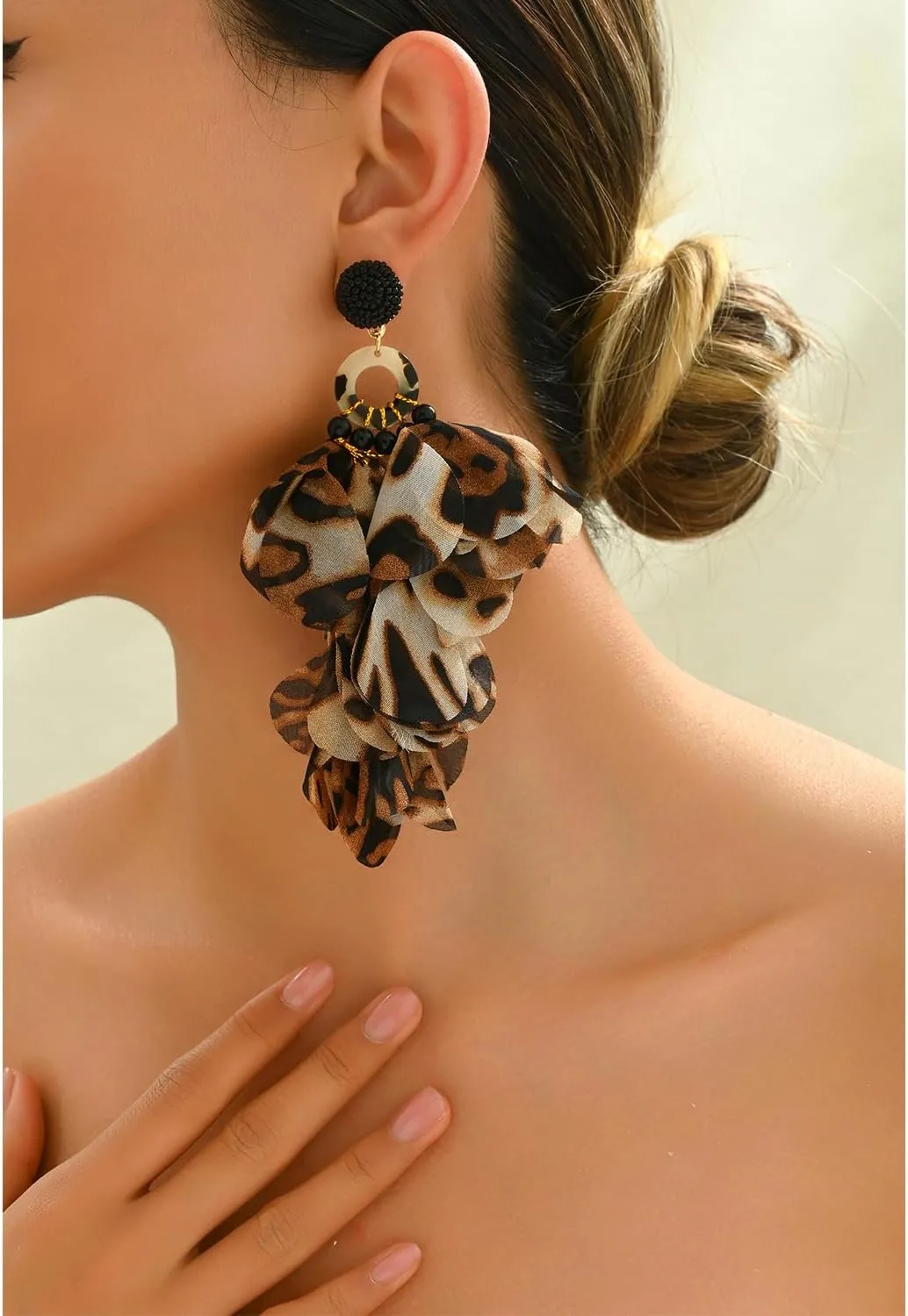 Ztech Handmade Boho Summer Fabric Flower Tassel Earrings for Women Perfect for Tropical Beach Vacation Party Statement Fashion Jewelry